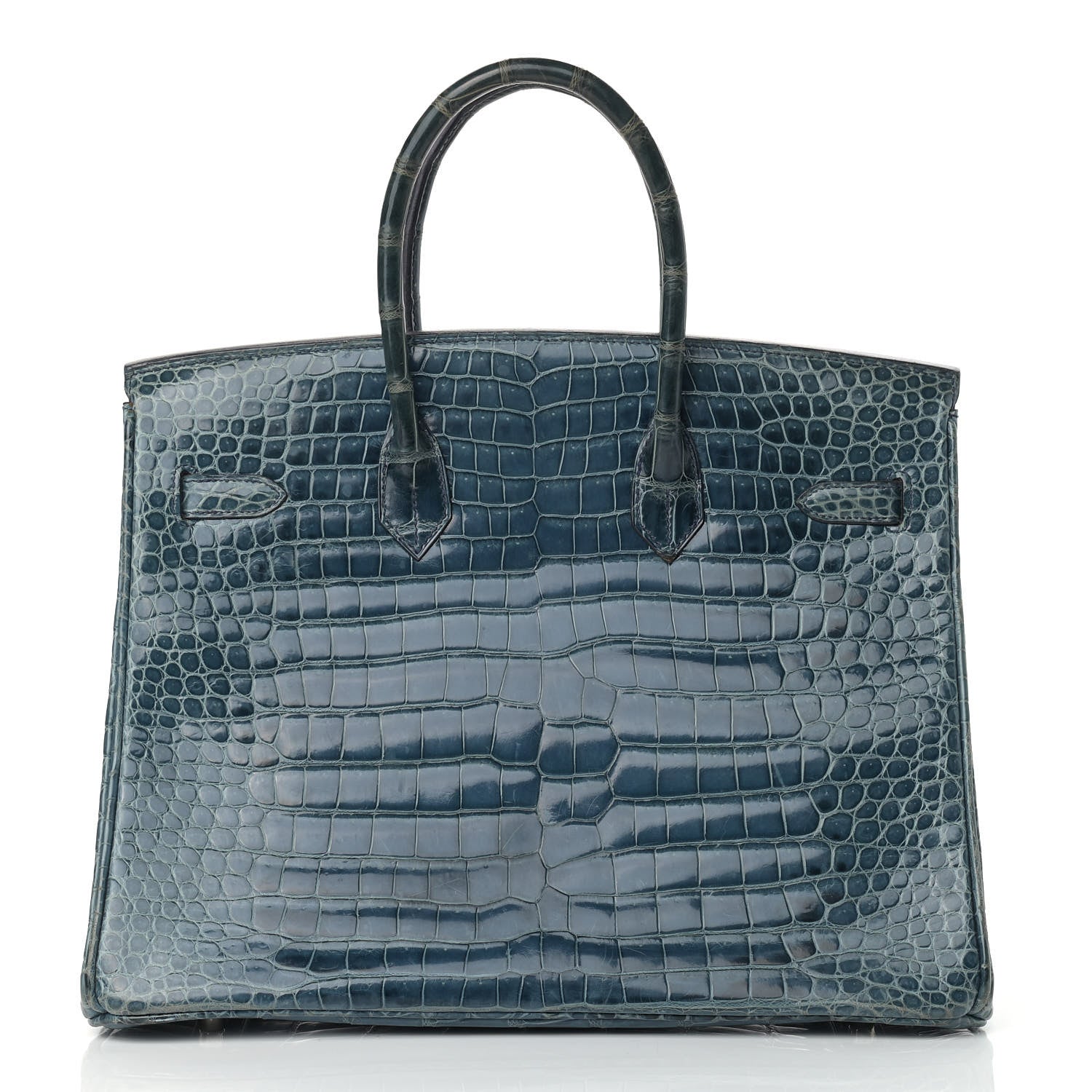 Hermes Shiny Porosus Crocodile Birkin 35 Bleu Roi 4 of 39