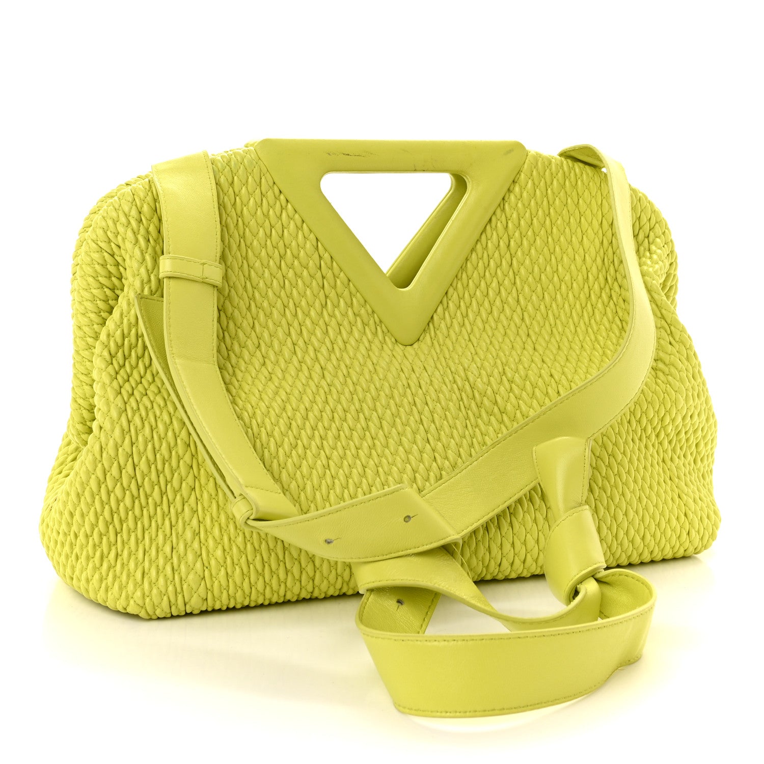 Bottega Veneta Lambskin Knit Large The Point Triangle Bag Seagrass 3 of 14