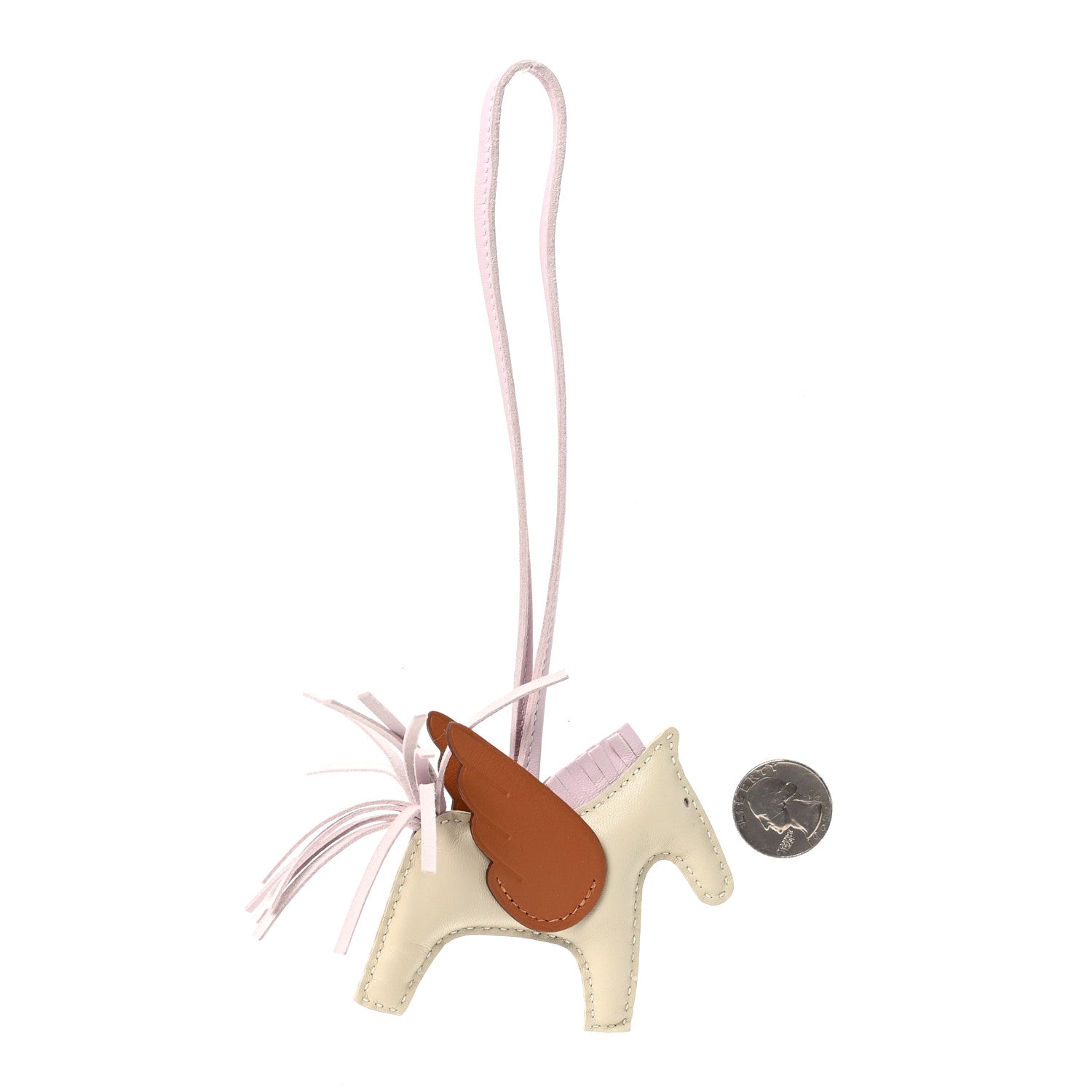 Hermes Milo Lambskin Grigri Rodeo Pegase Horse Bag Charm PM Craie Gold Mauve Pale 2 of 4
