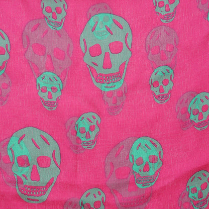 Alexander McQueen Silk Chiffon Skull Scarf Pink Green 4 of 5