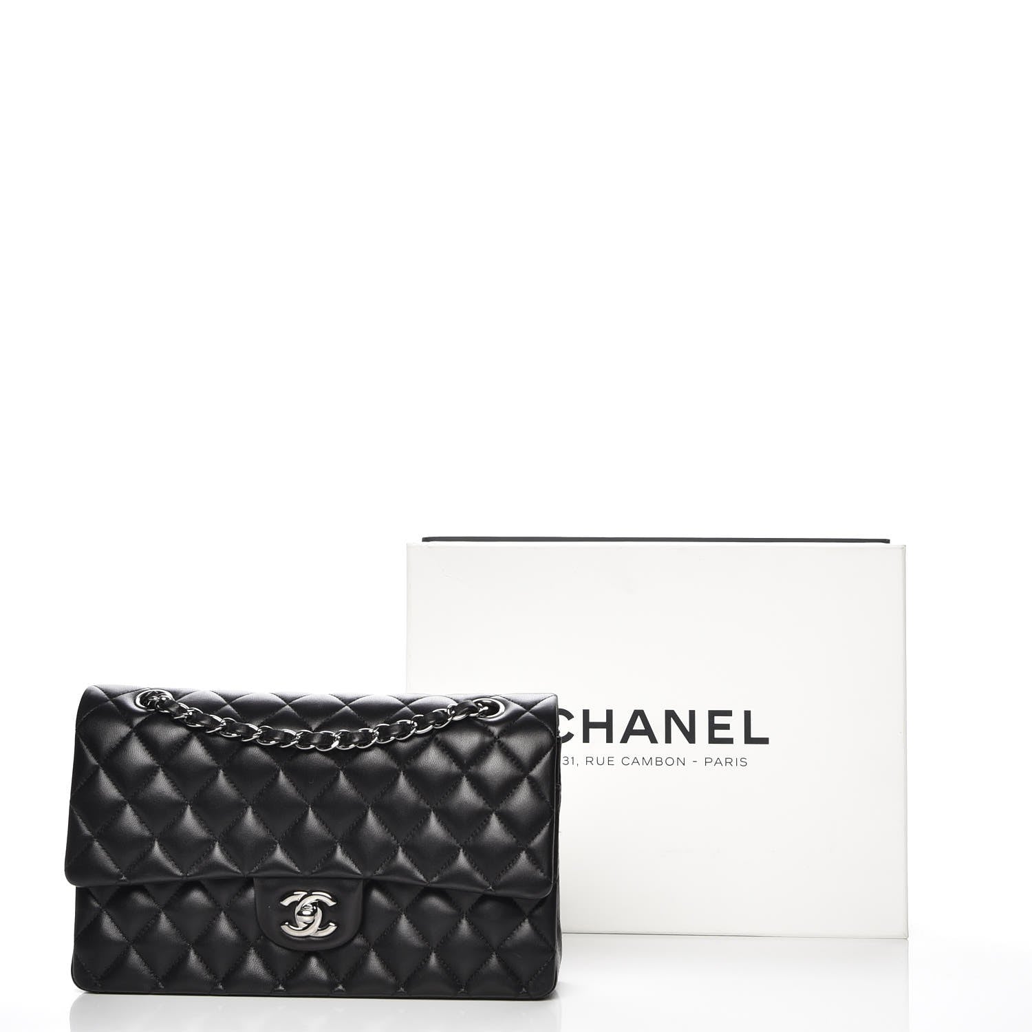 Chanel Lambskin Quilted Medium Double Flap Black 8 of 8