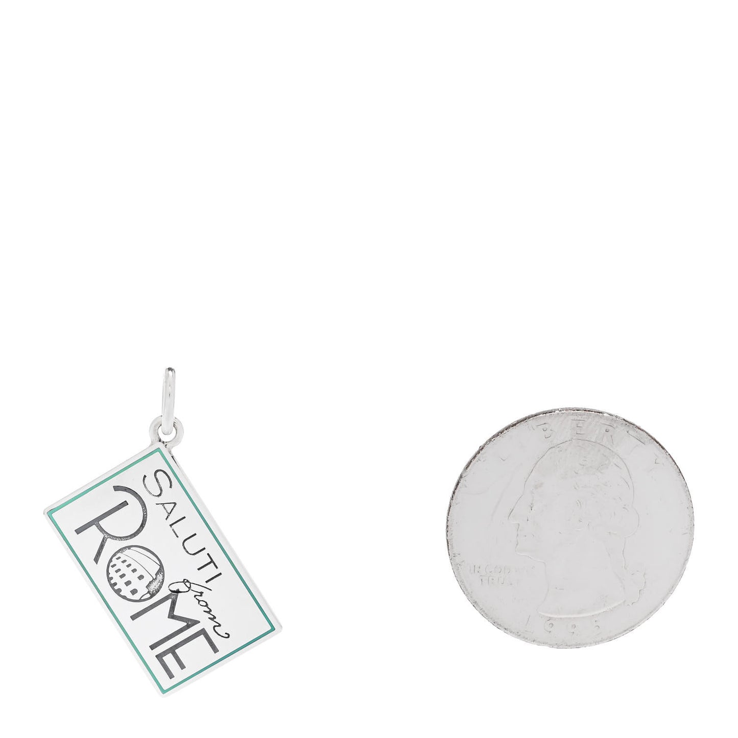 Sterling Silver Enamel Rome Postcard Charm Blue