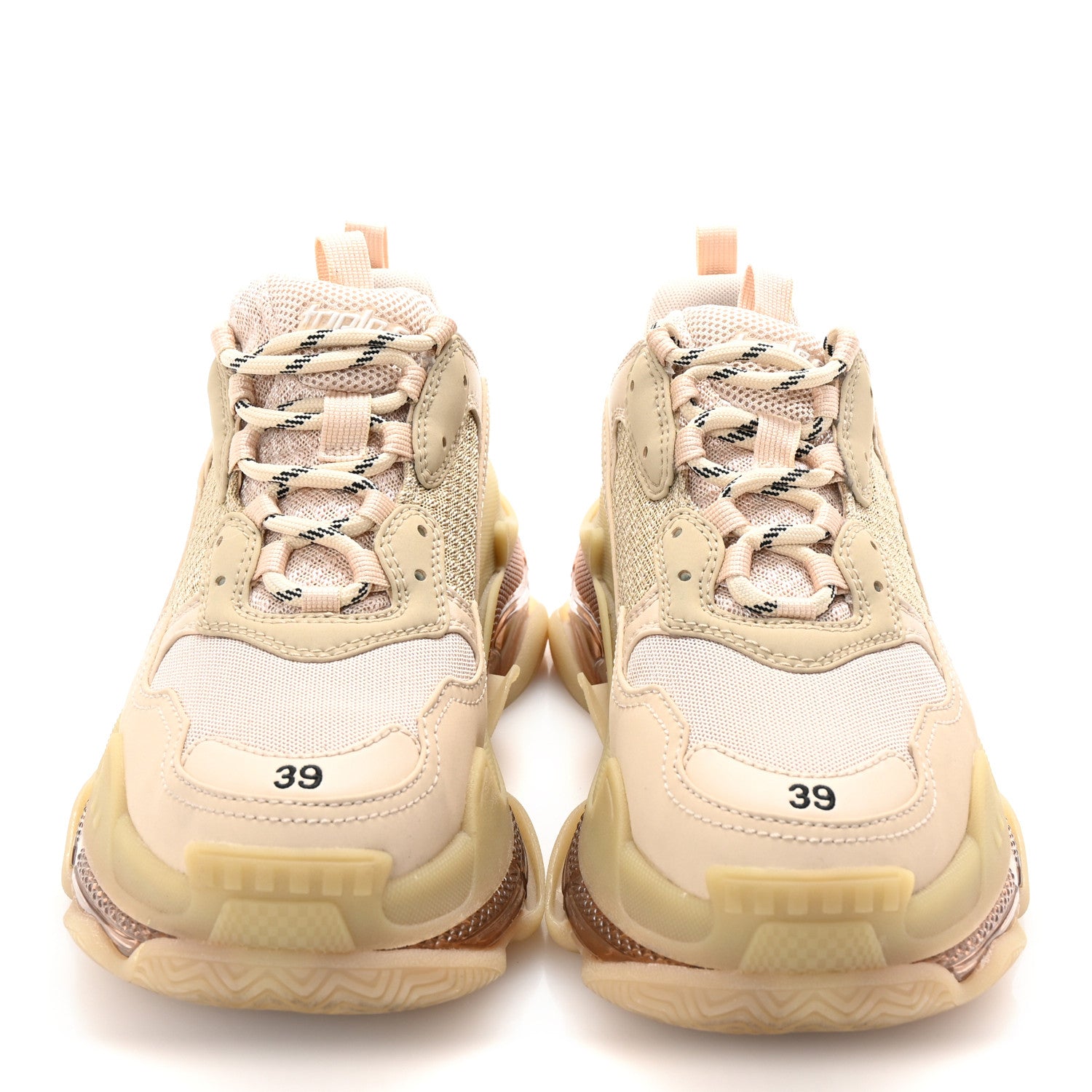 Balenciaga Fabric Mesh Clear Sole Womens Triple S Sneakers 39 Nude 3 of 10