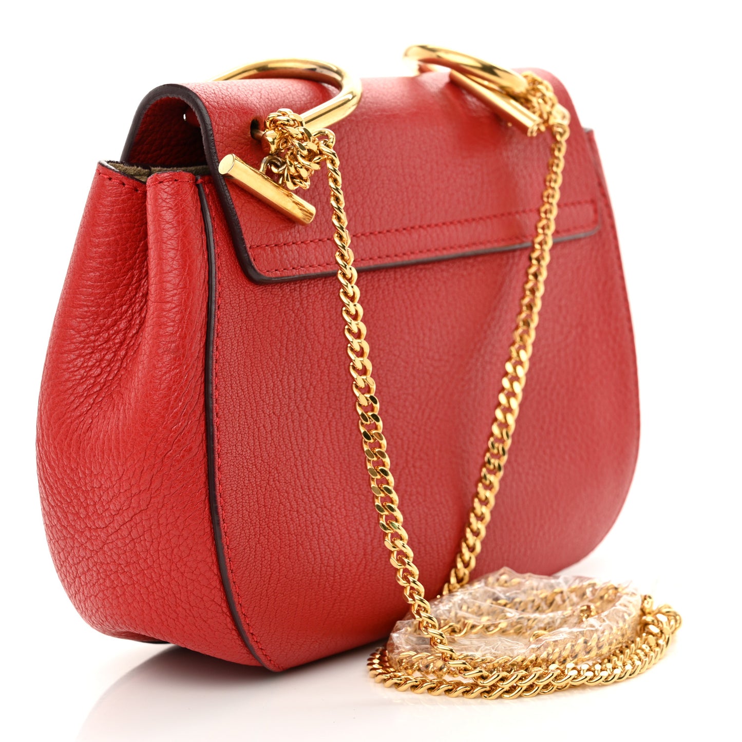 Grained Lambskin Mini Drew Shoulder Bag Plaid Red