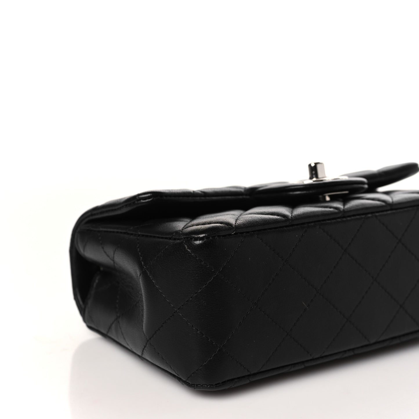 Lambskin Quilted Mini Rectangular Flap Black