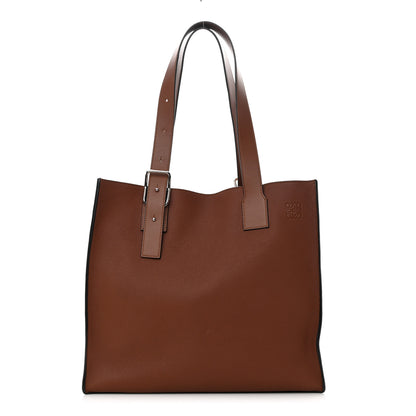 Loewe Grained Calfskin Buckle Tote Brown 1 of 11