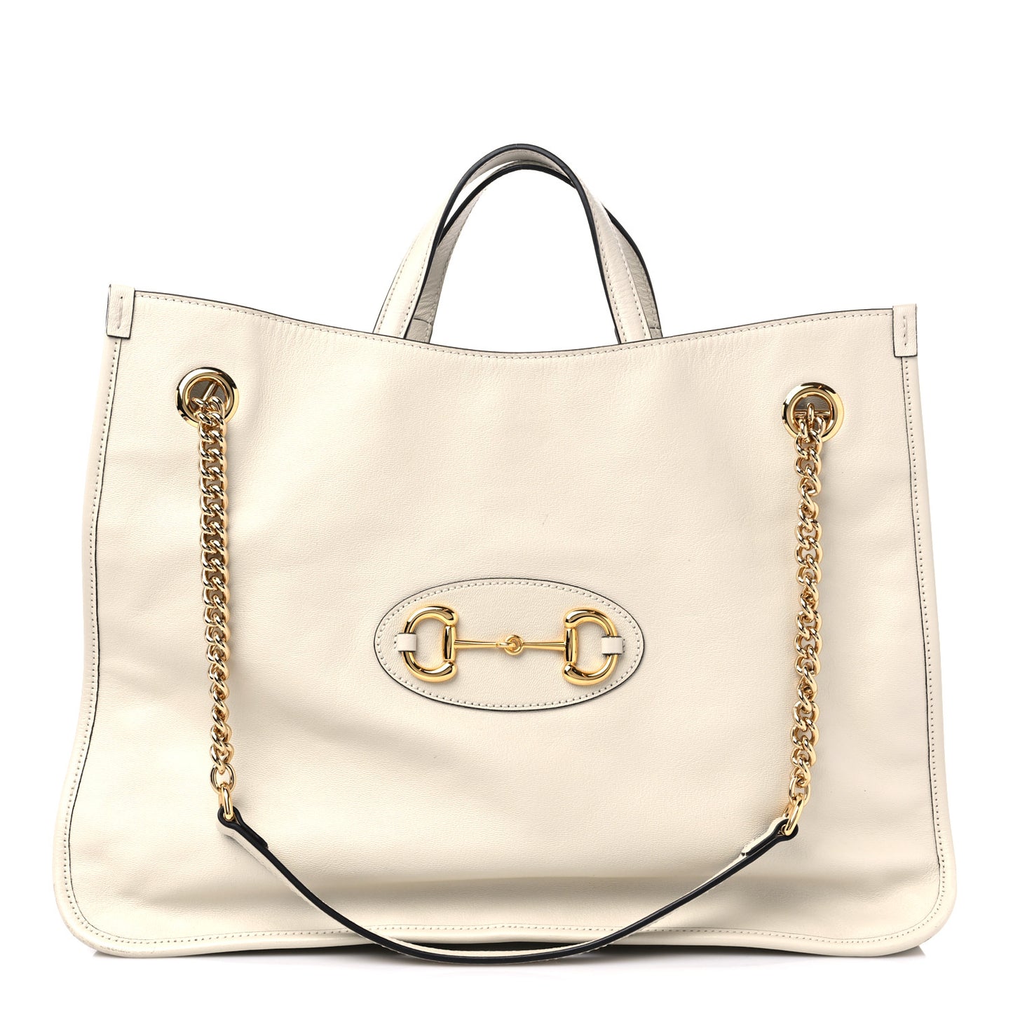 New Sakai Calfskin Lux Large Horsebit 1955 Tote Bag Mystic White