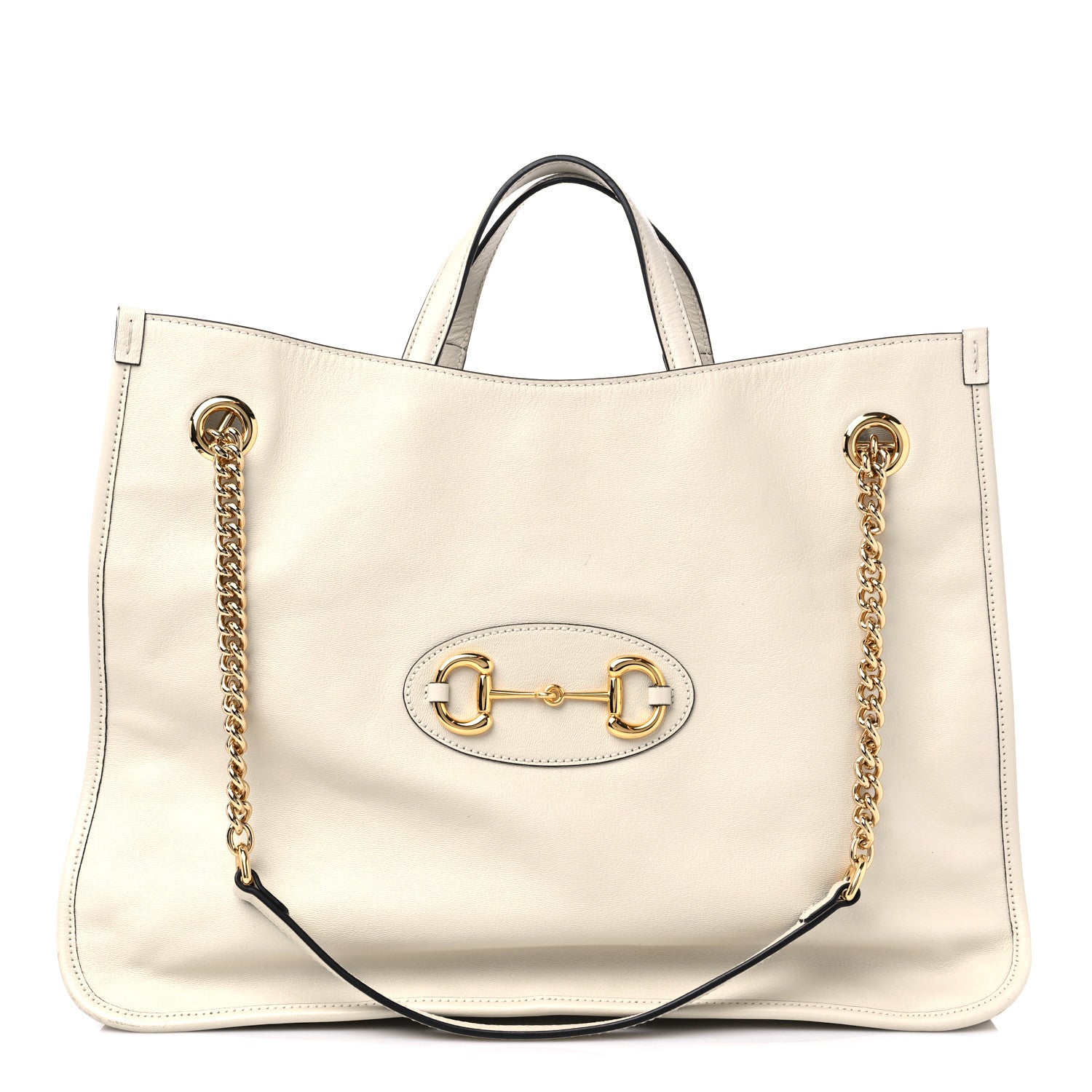 Gucci New Sakai Calfskin Lux Large Horsebit 1955 Tote Bag Mystic White 1 of 15