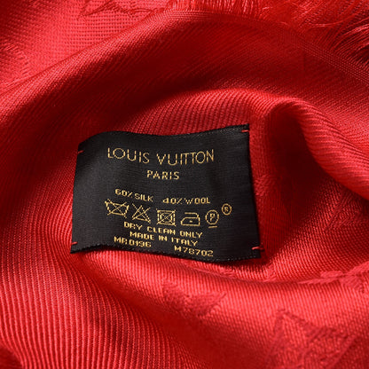 Louis Vuitton Silk Wool Monogram Shawl Red 5 of 5