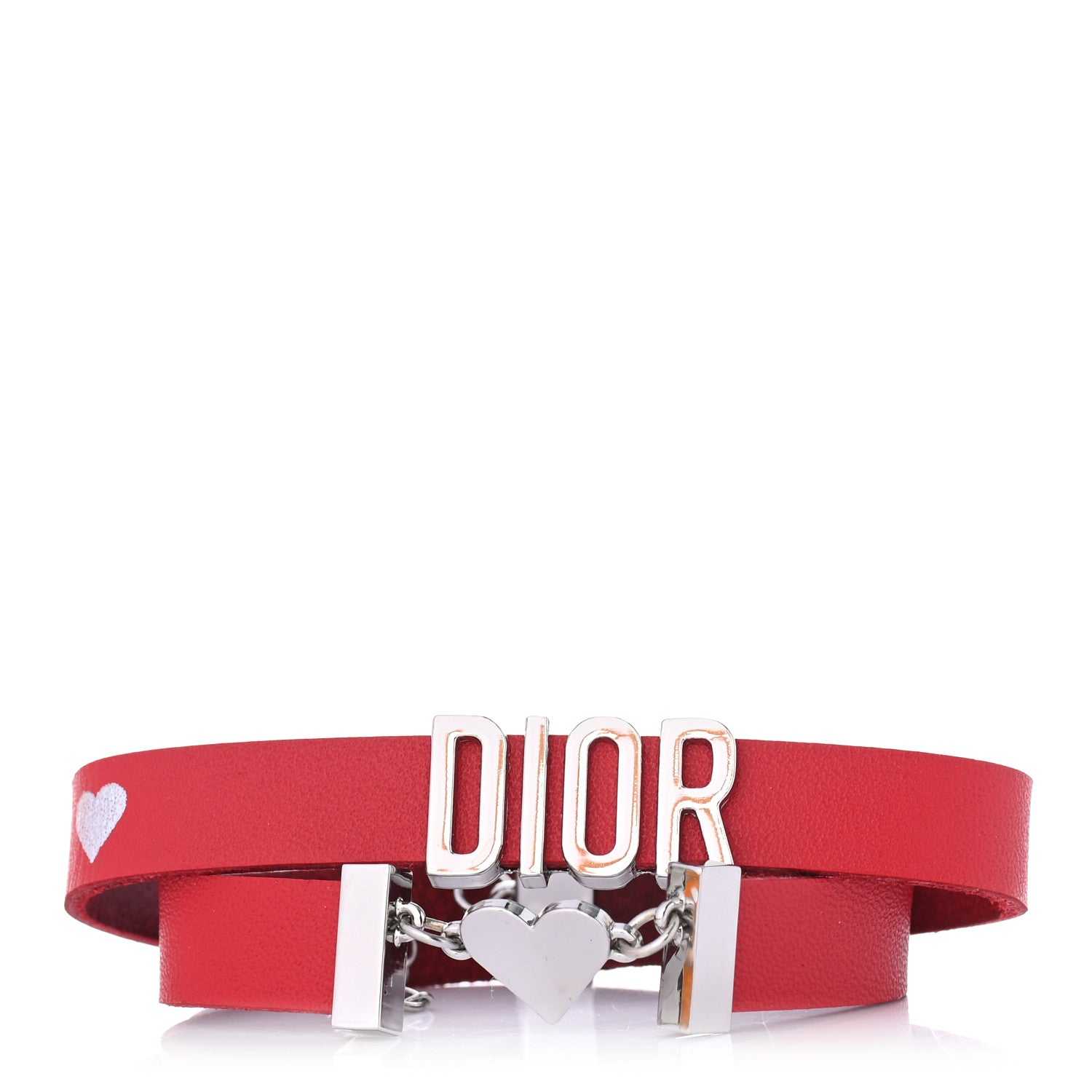 Christian Dior Calfskin Dior Heart Double Bracelet Red 1 of 5