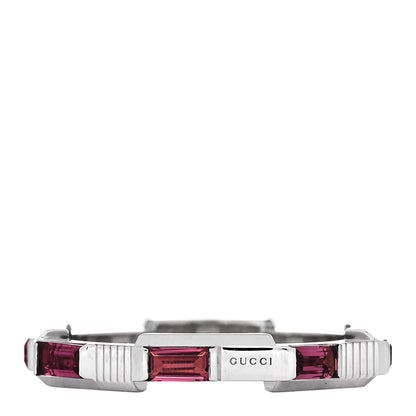 Gucci 18K White Gold Rubellite Narrow Link to Love Ring 57 8 1 of 6