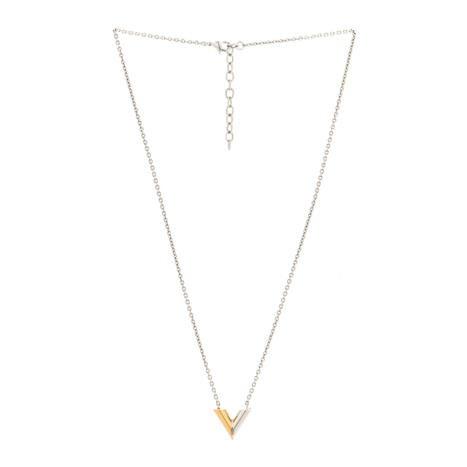 Louis Vuitton Essential V Necklace Silver Gold 3 of 5