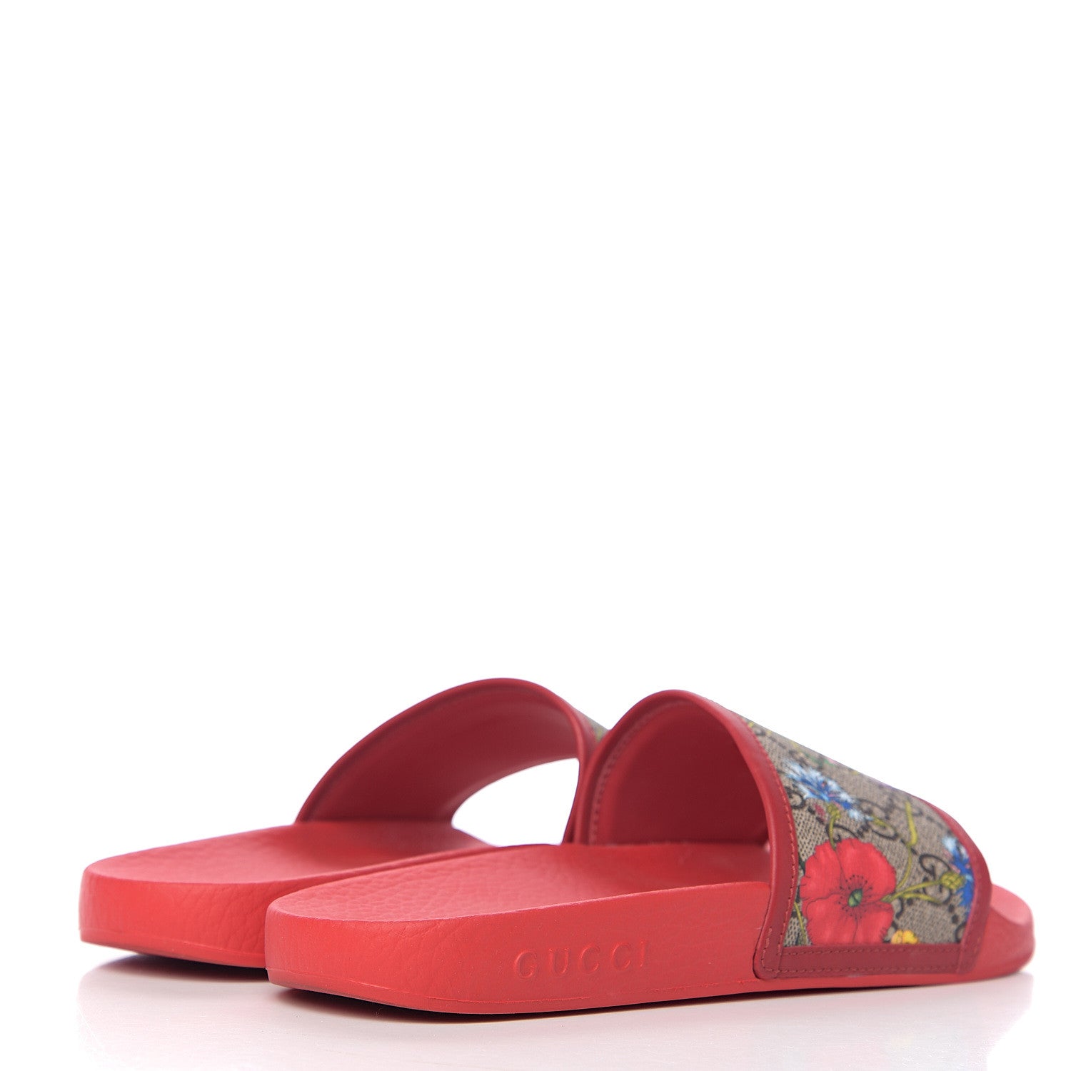 Gucci GG Supreme Monogram Flora Pursuit Slide Sandals 38 Red 4 of 9