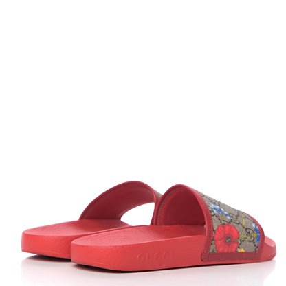Gucci GG Supreme Monogram Flora Pursuit Slide Sandals 38 Red 4 of 9