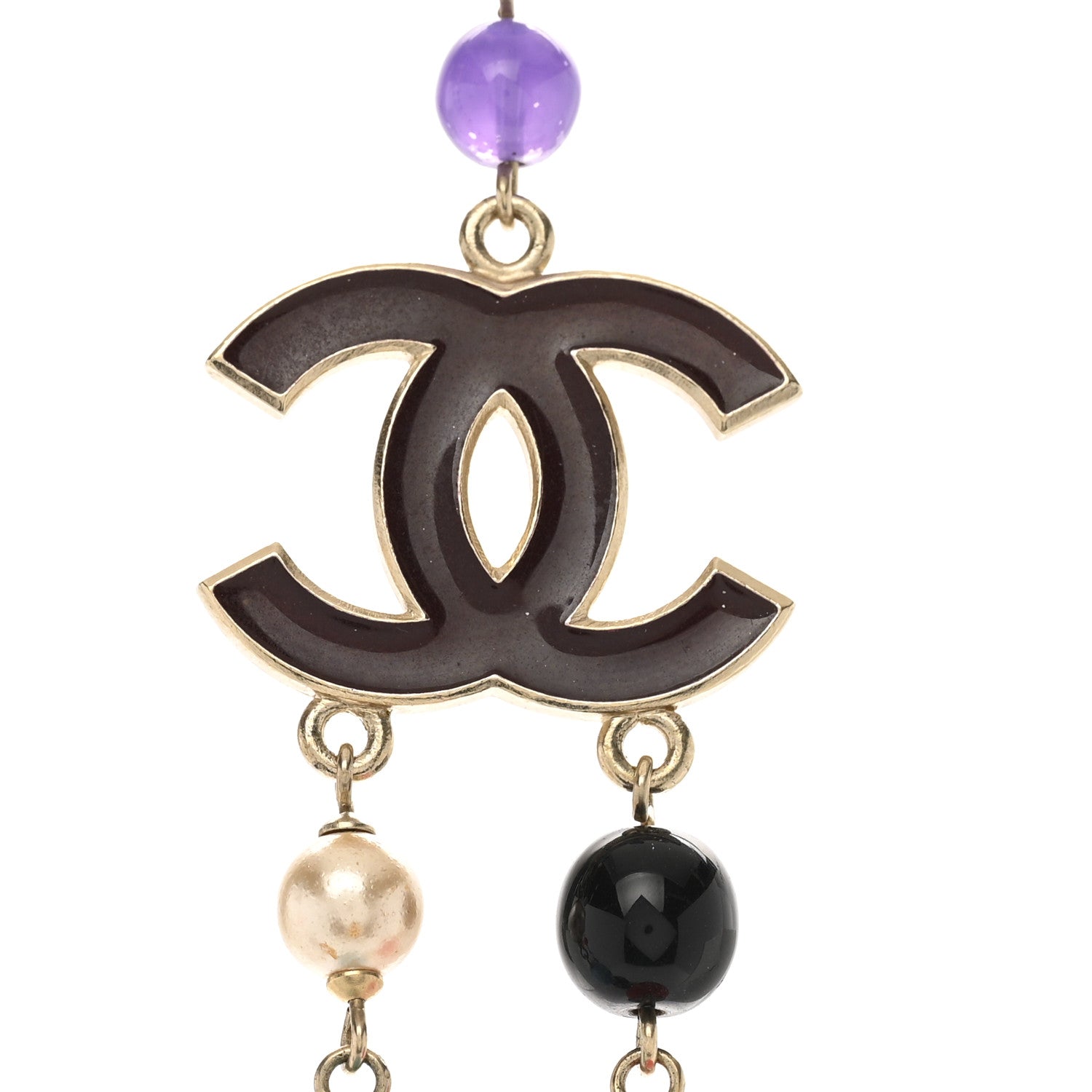 Chanel Beaded Pearl CC Long Strand Necklace Multi 4 of 6