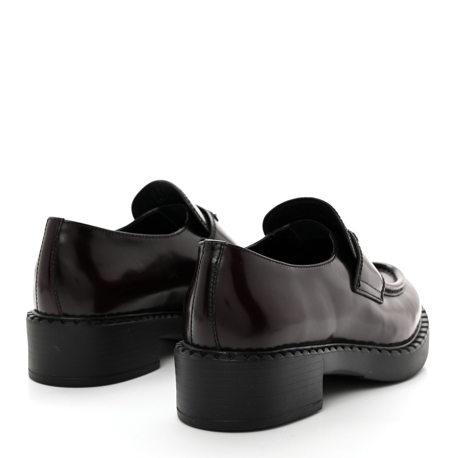 Prada Spazzolato Metal Triangle Logo 50mm Loafers 38 Cordovan 4 of 9