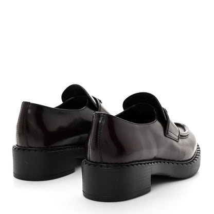 Prada Spazzolato Metal Triangle Logo 50mm Loafers 38 Cordovan 4 of 9