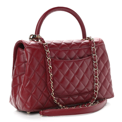Chanel Caviar Lizard Embossed Quilted Small Coco Handle Flap Burgundy 3 of 13