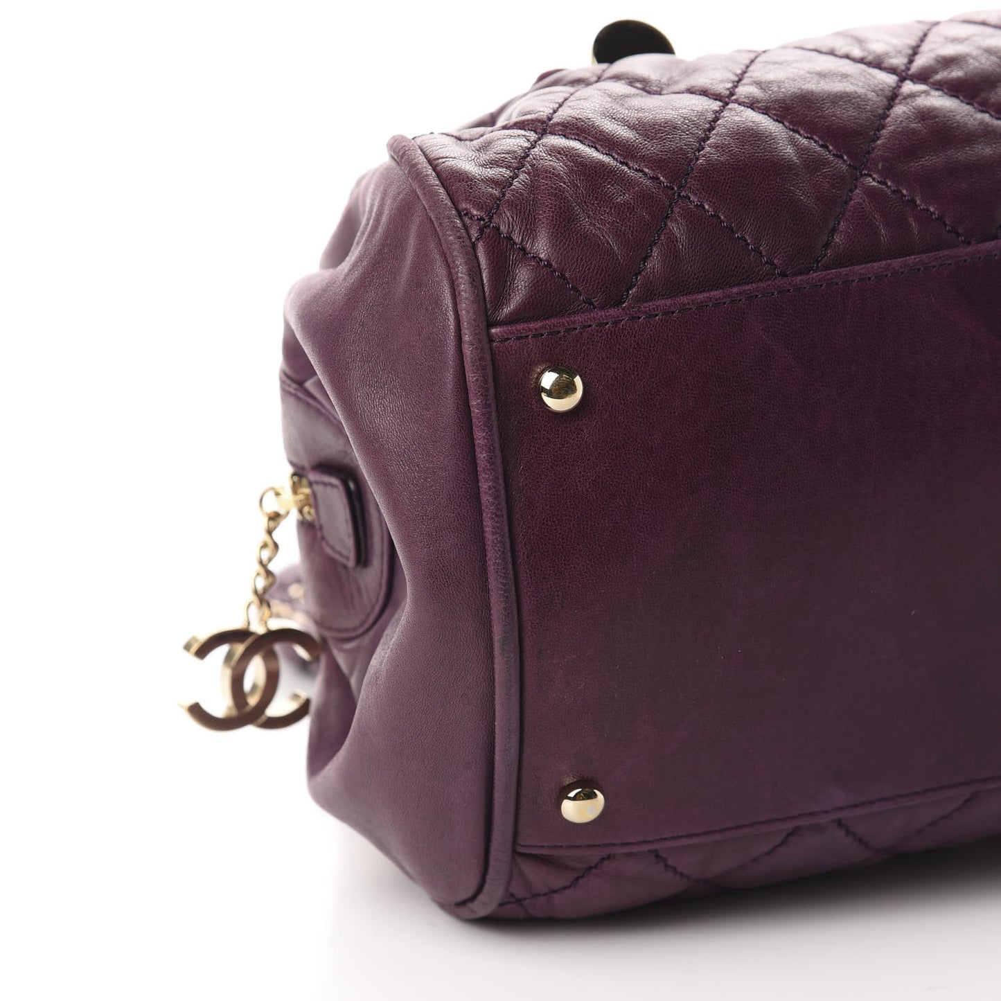 Distressed Lambskin Lady Braid Bowler Purple