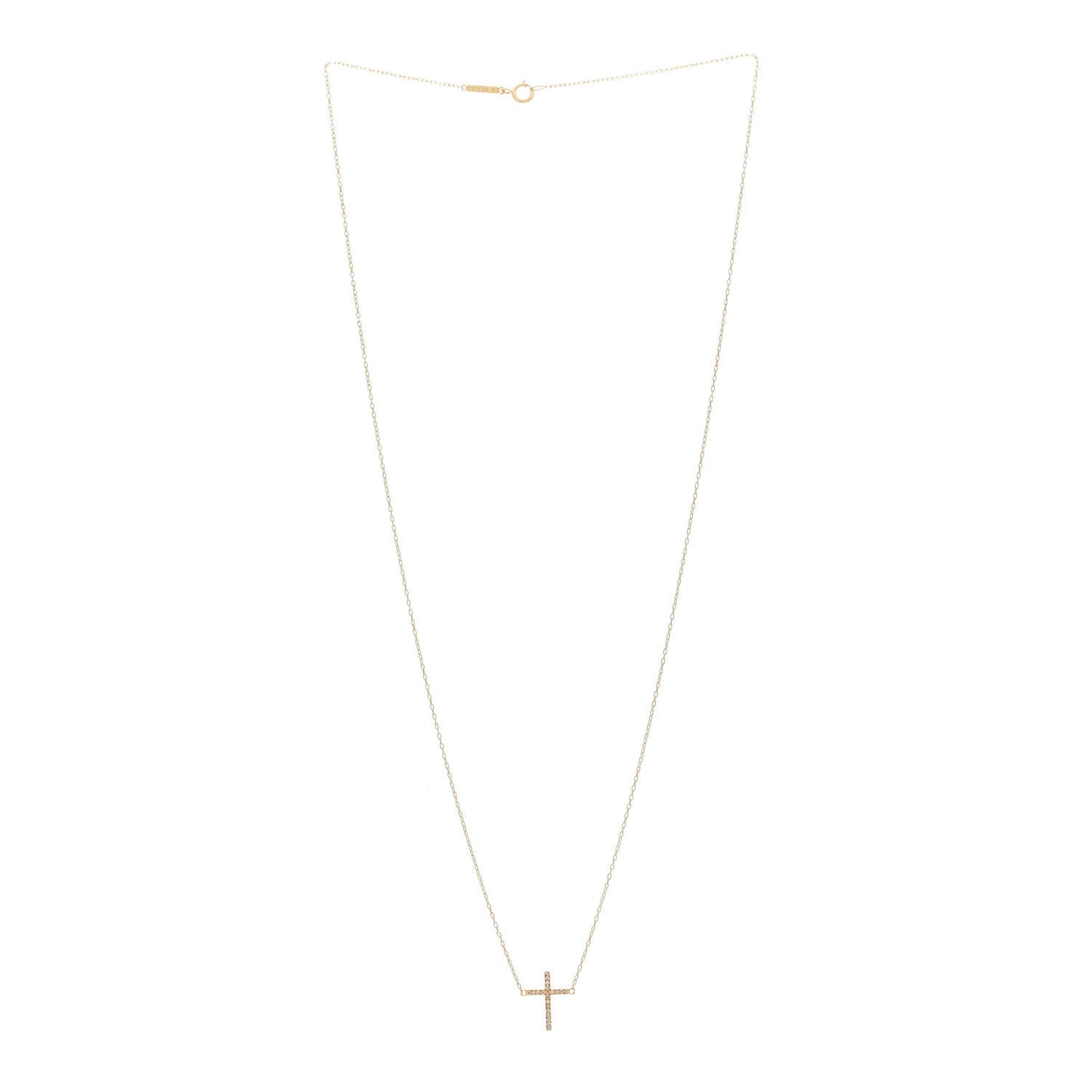 18K Yellow Gold Diamond Cross Pendant Necklace