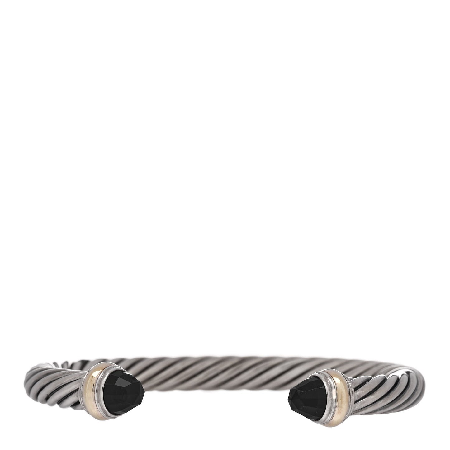 Sterling Silver 14K Yellow Gold Black Onyx 7mm Cable Classics Bracelet