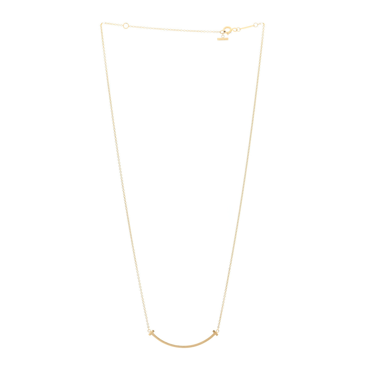 18K Yellow Gold Small T Smile Pendant Necklace
