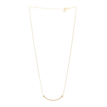 Tiffany 18K Yellow Gold Small T Smile Pendant Necklace 3 of 5