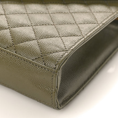 Saint Laurent Grain De Poudre Textured Mixed Matelasse Medium Triquilt Monogram Satchel Vert Kaki 9 of 9