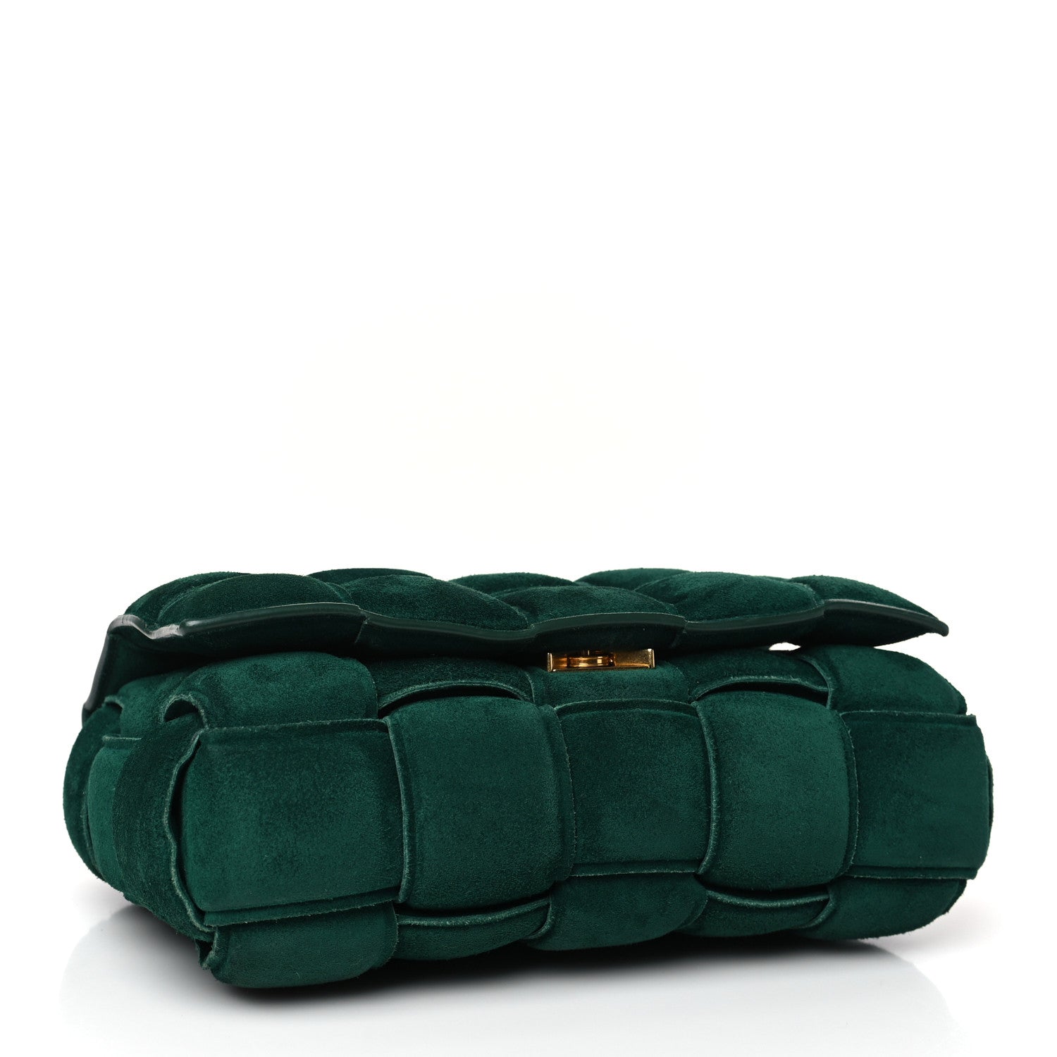 Bottega Veneta Suede Maxi Intrecciato Padded Chain Cassette Crossbody Bag Emerald Green 4 of 10