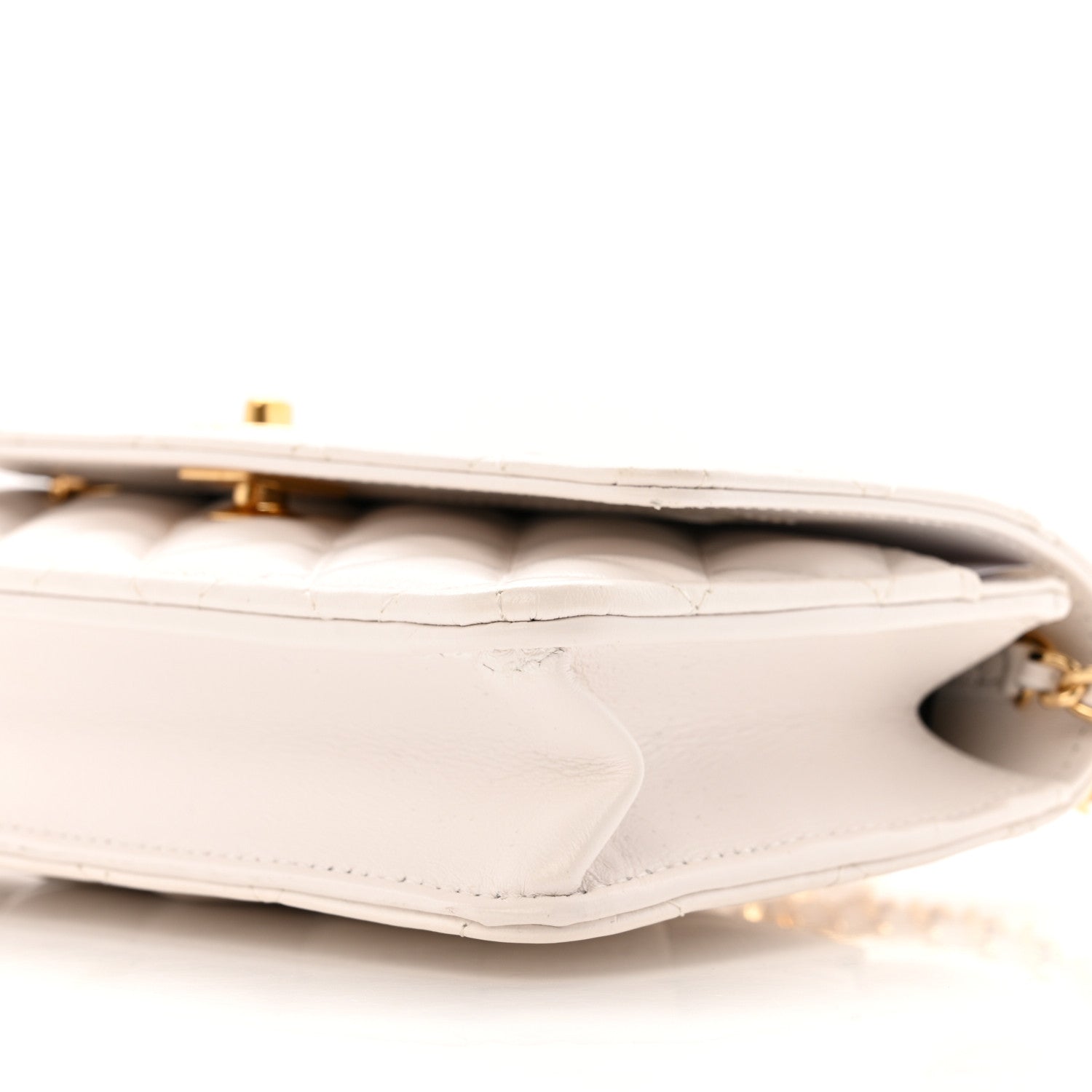 Chanel Shiny Crumpled Calfskin Quilted Enamel Heart Wallet On Chain WOC White 11 of 13