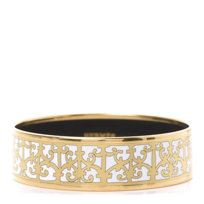 Hermes Enamel Printed Wide Balcons du Guadalquivir Bracelet 62 Gold 1 of 5