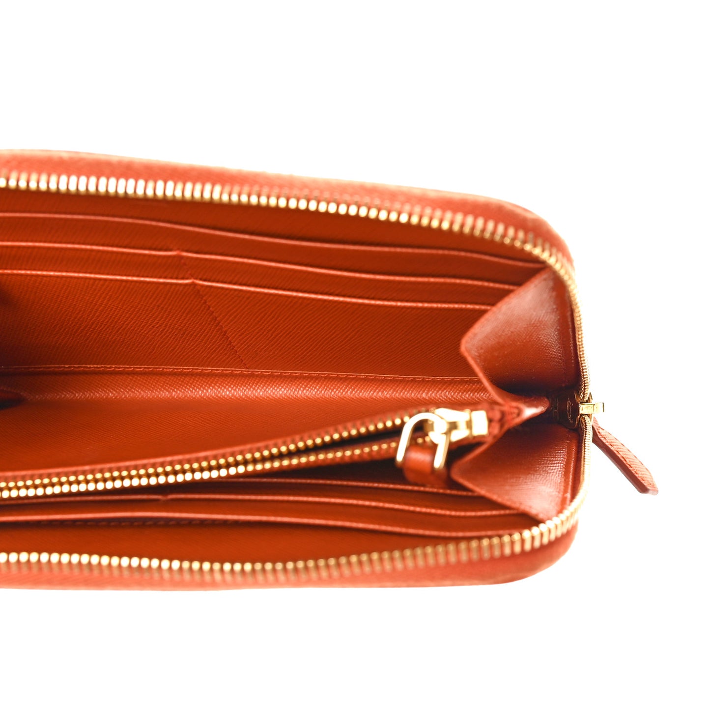 Saffiano Metal Zip Around Wallet Rame