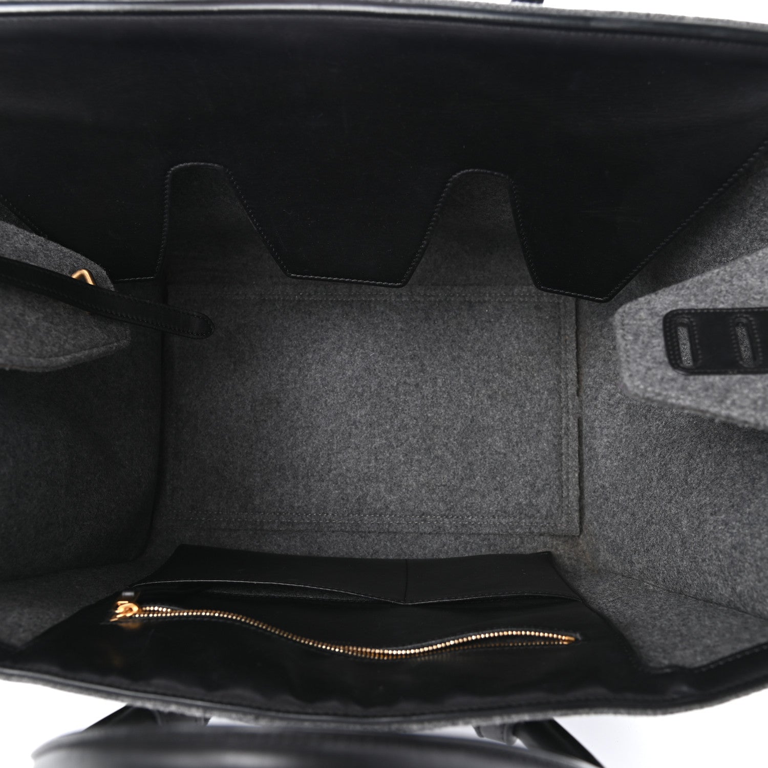 Celine Felt Calfskin Medium Tie Knot Tote Grey Black 5 of 9