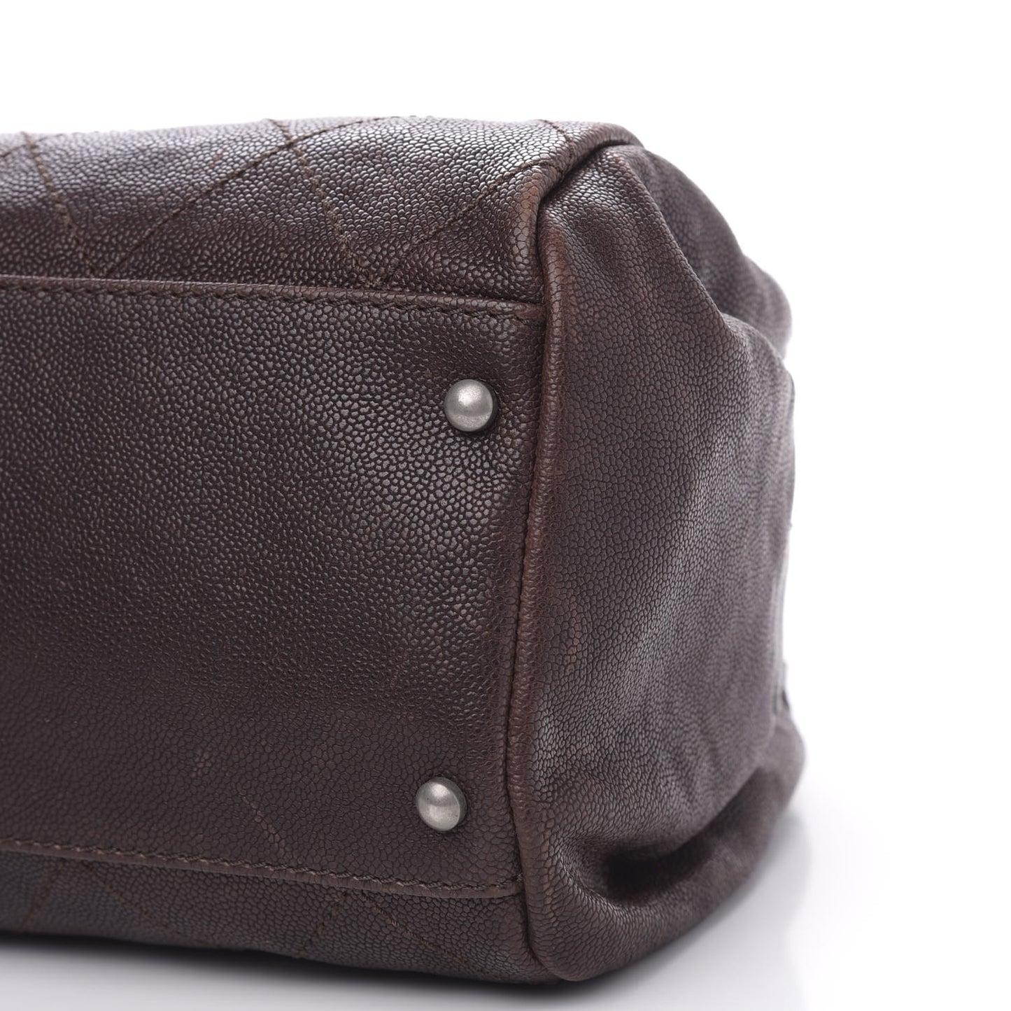 Caviar Quilted Bowler Tote Brown
