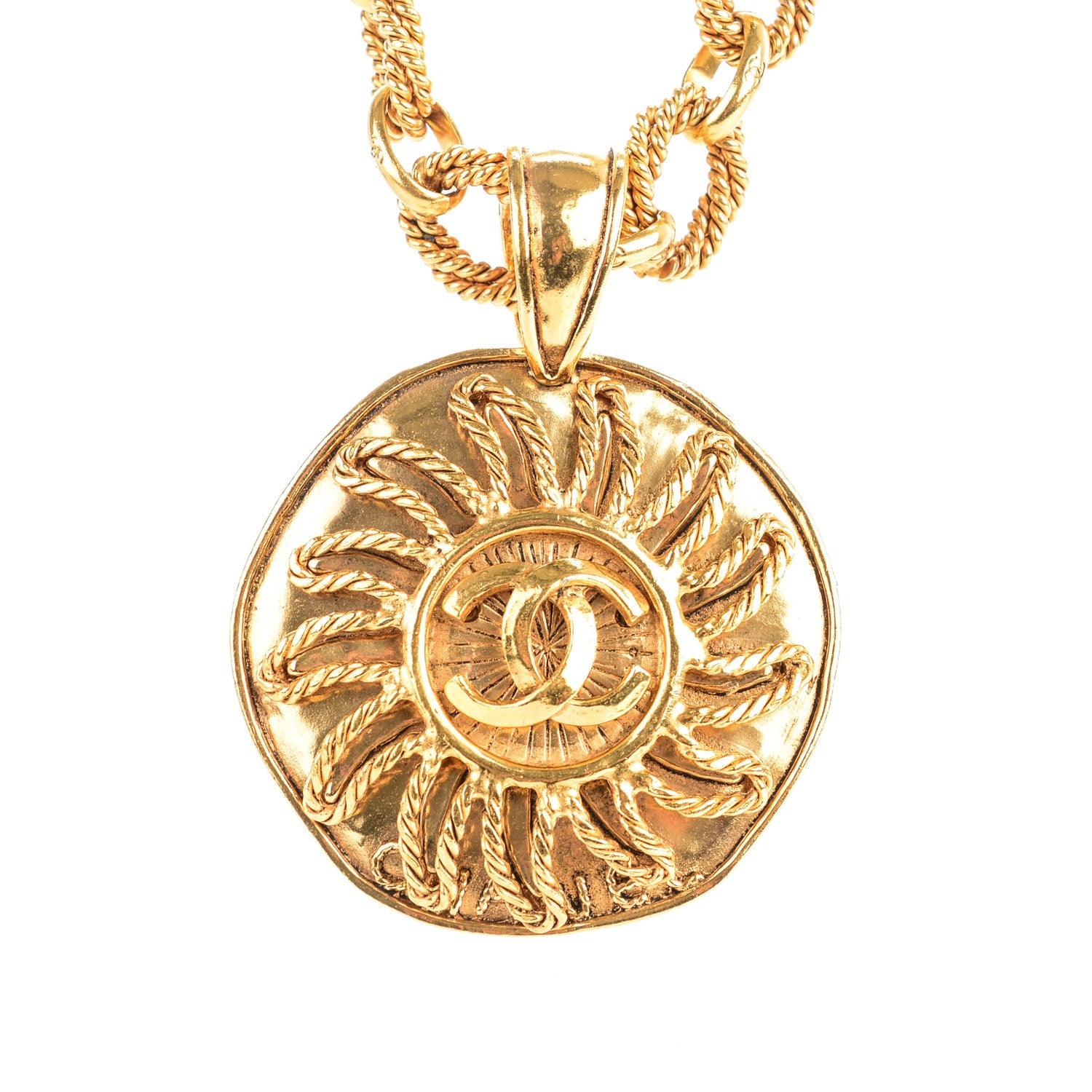 Chanel CC Pendant Necklace Gold 4 of 5