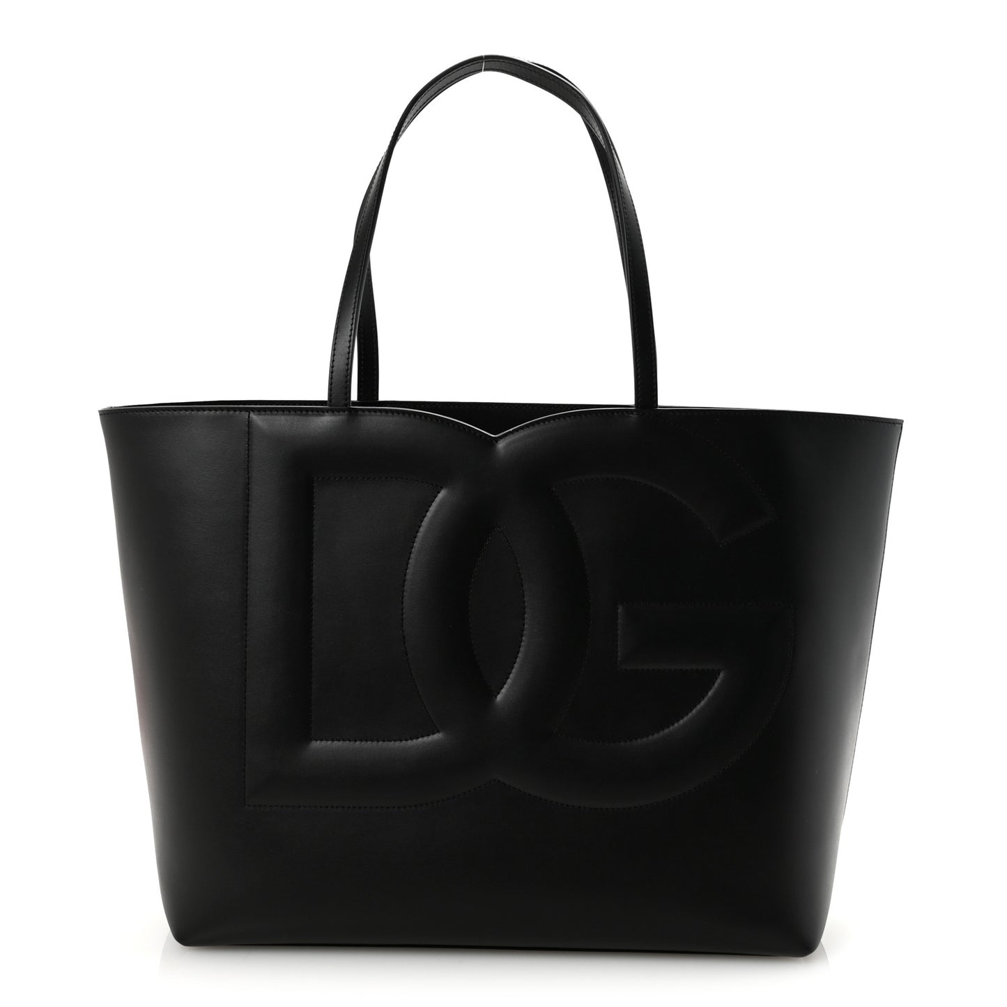 DOLCE GABBANA Calfskin DG Logo Shopper Tote Black