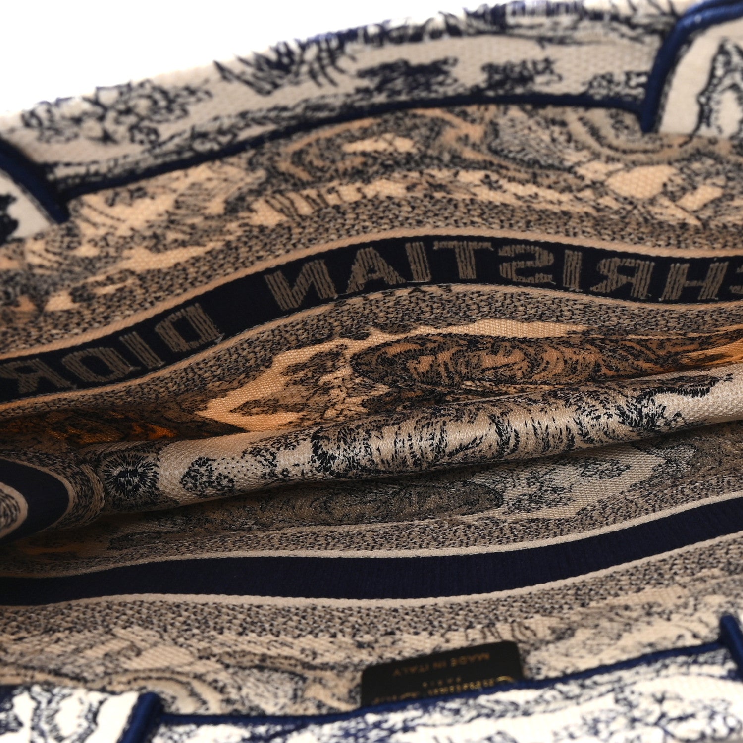 Christian Dior Canvas Embroidered Medium Dioriviera Toile De Jouy Book Tote Blue 5 of 10