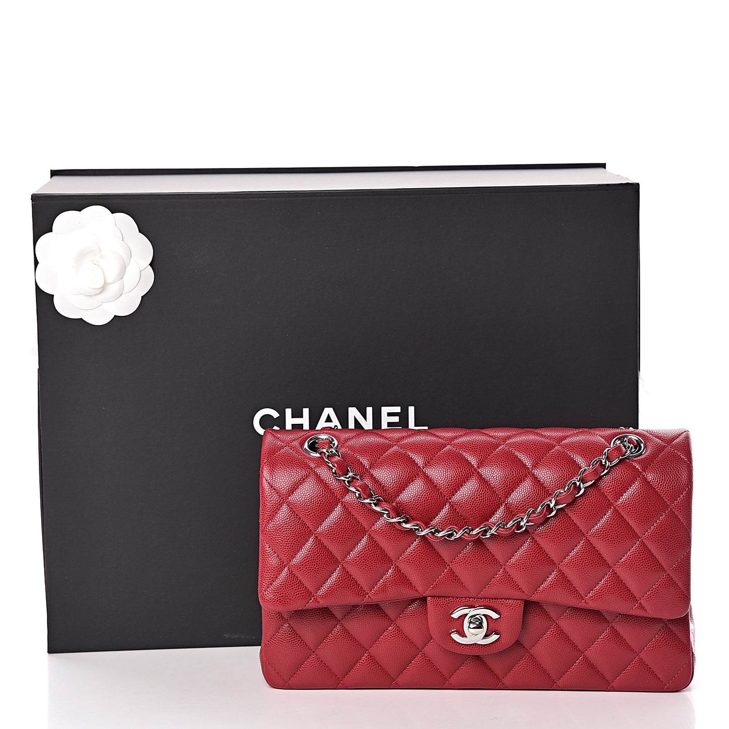 Caviar Quilted Medium Double Flap Pink