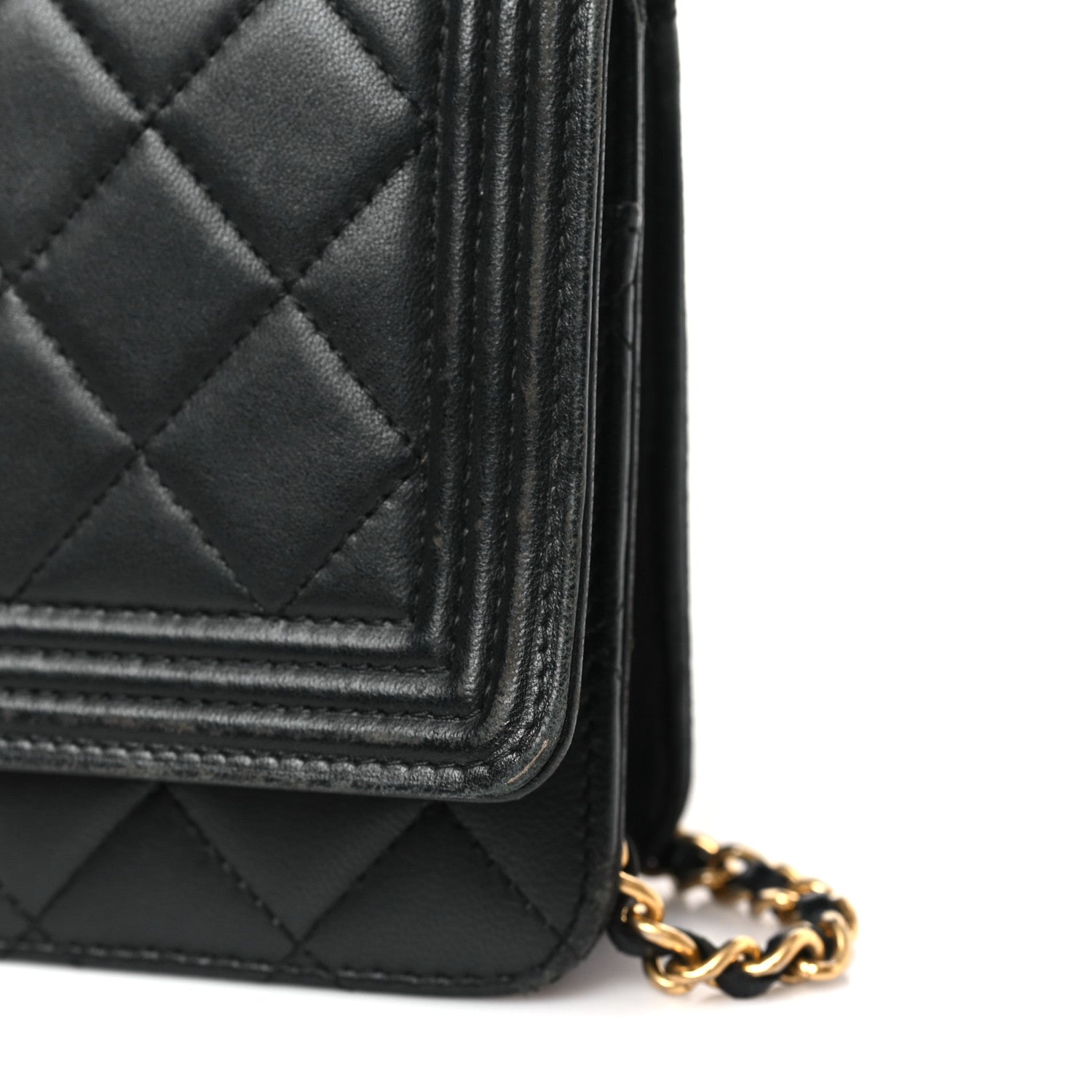 Chanel Lambskin Quilted Boy Wallet On Chain WOC Black 11 of 11