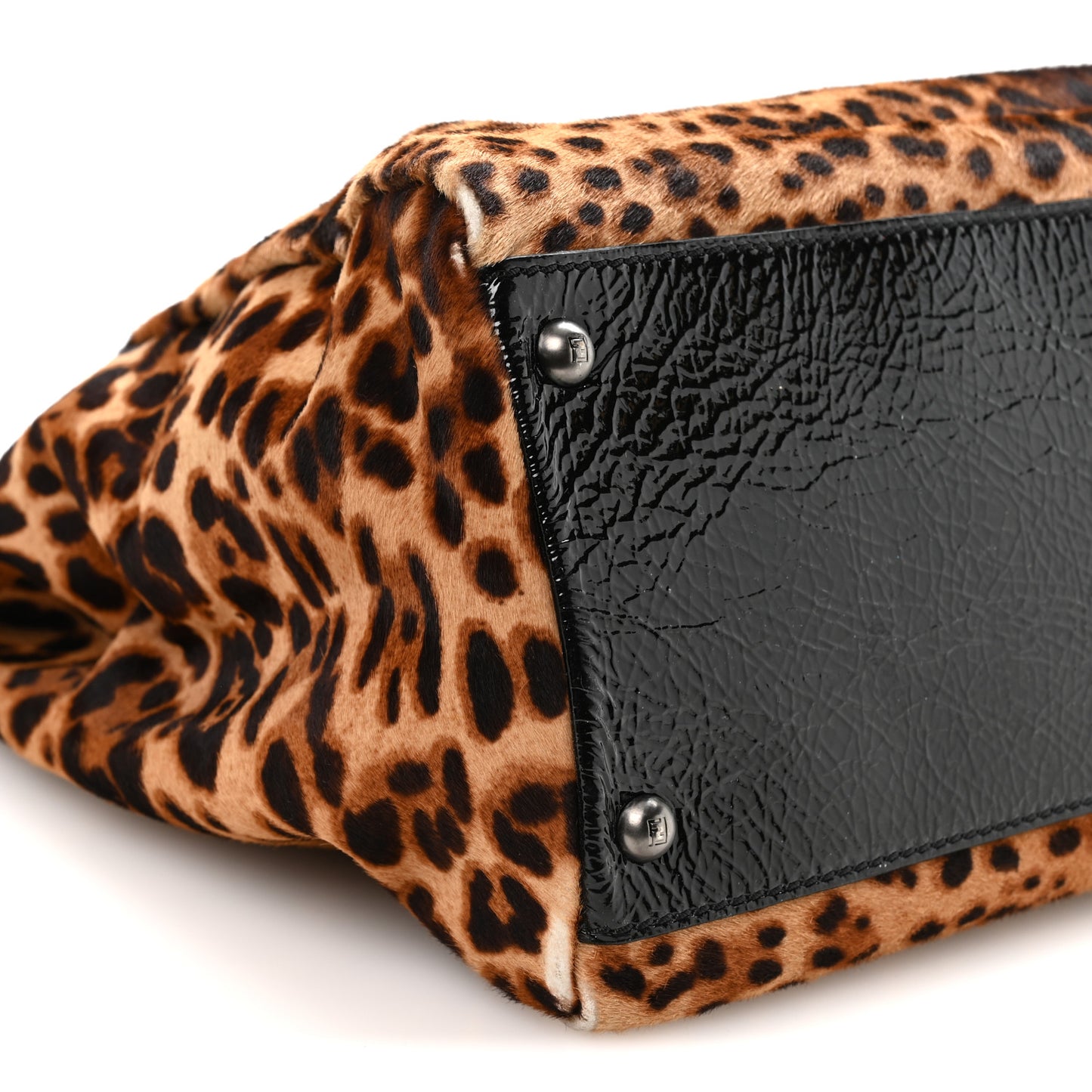 Calf Hair Leopard Print Zucca Large Peekaboo Iconic Satchel Tobacco