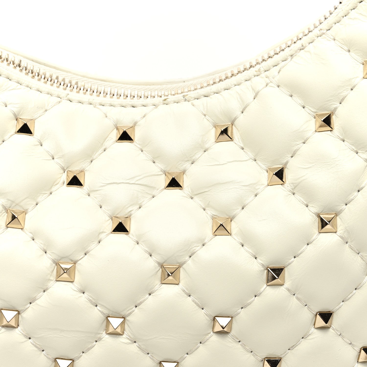 Valentino Garavani Nappa Small Rockstud Spike Hobo Ivory 10 of 10