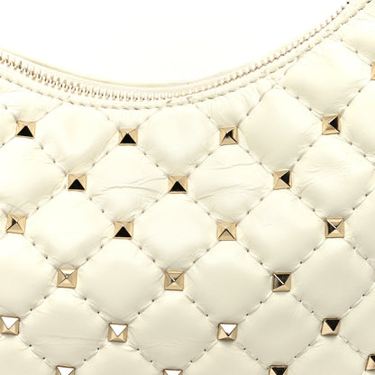 Valentino Garavani Nappa Small Rockstud Spike Hobo Ivory 10 of 10