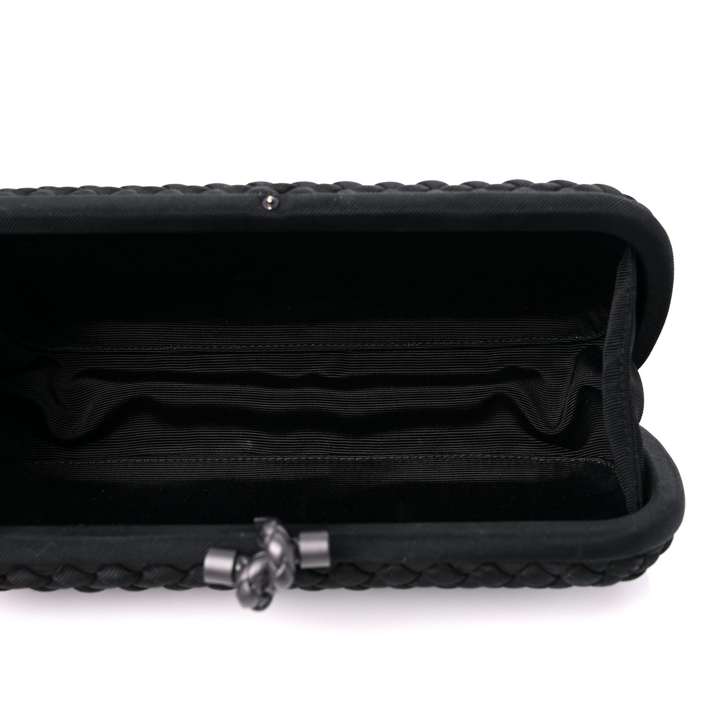 Silk Faille Intrecciato Knot Clutch Black