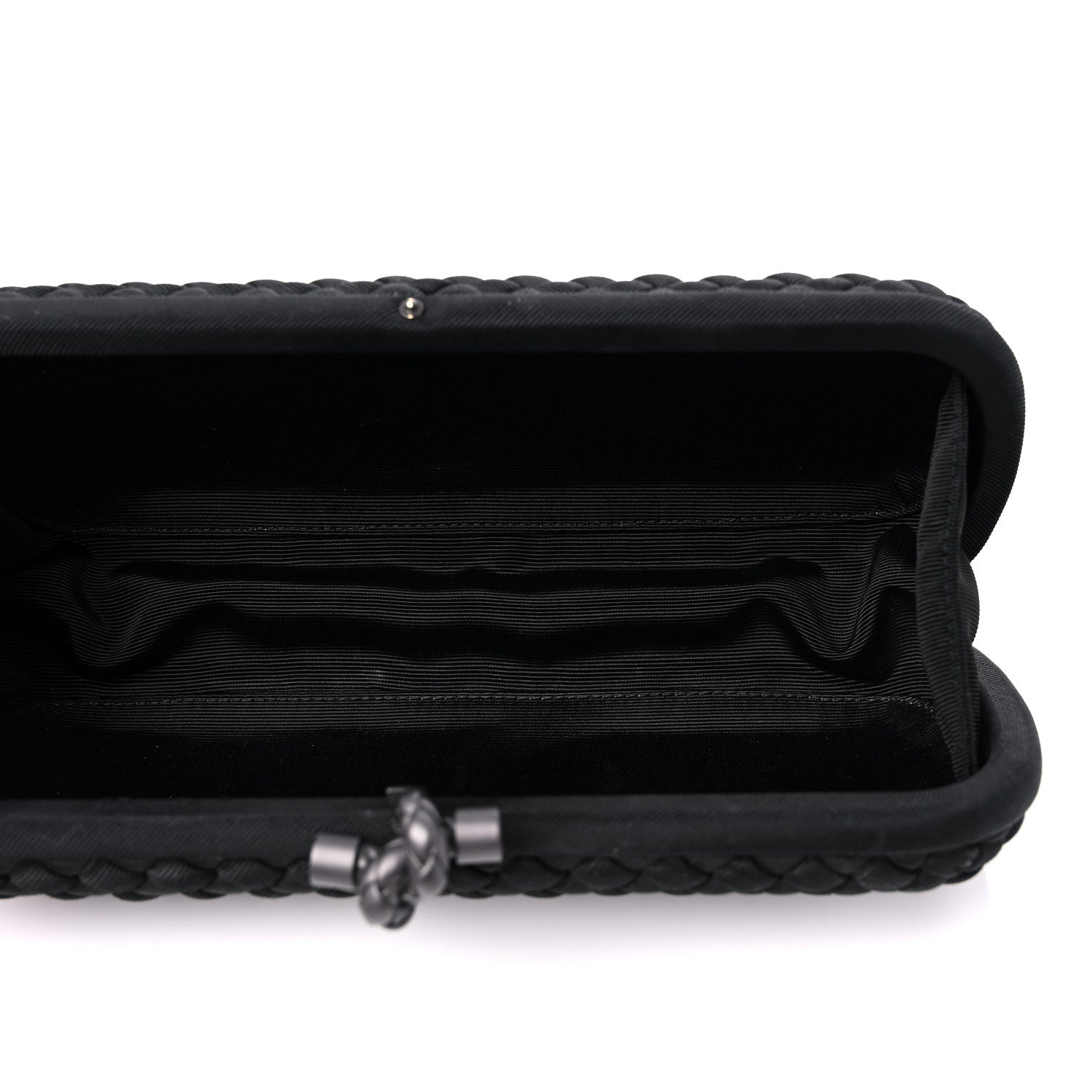 Bottega Veneta Silk Faille Intrecciato Knot Clutch Black 5 of 8