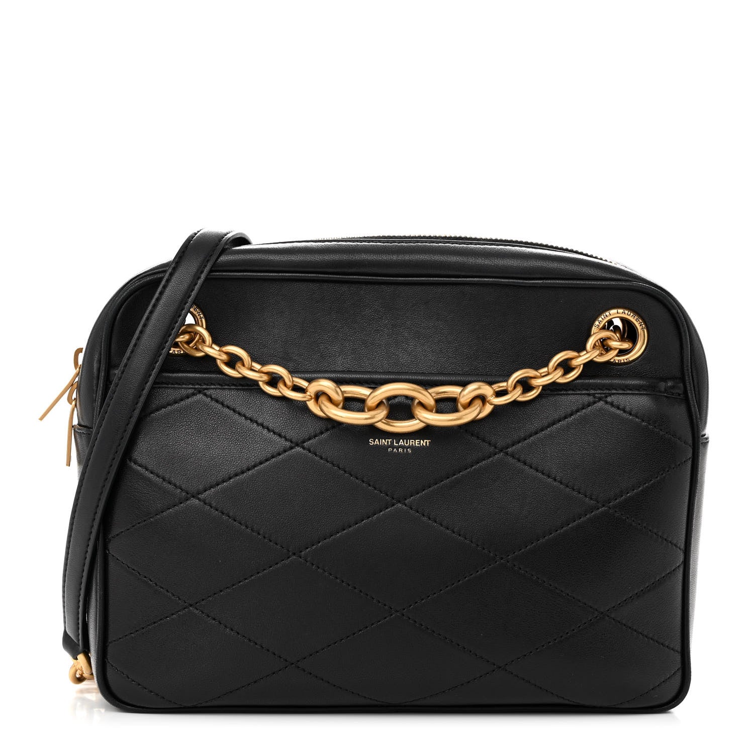Saint Laurent Lambskin Quilted Le Maillon Chain Strap Crossbody Black 1 of 12