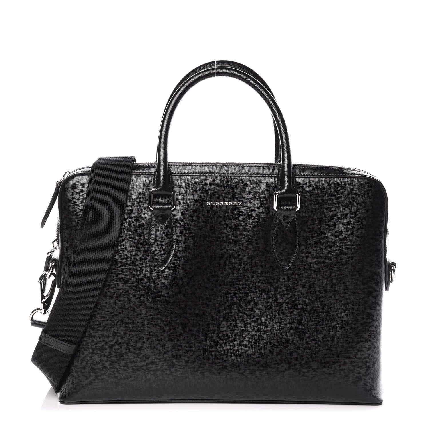 Burberry Textured Calfskin Barrow Briefcase Black 1 of 8