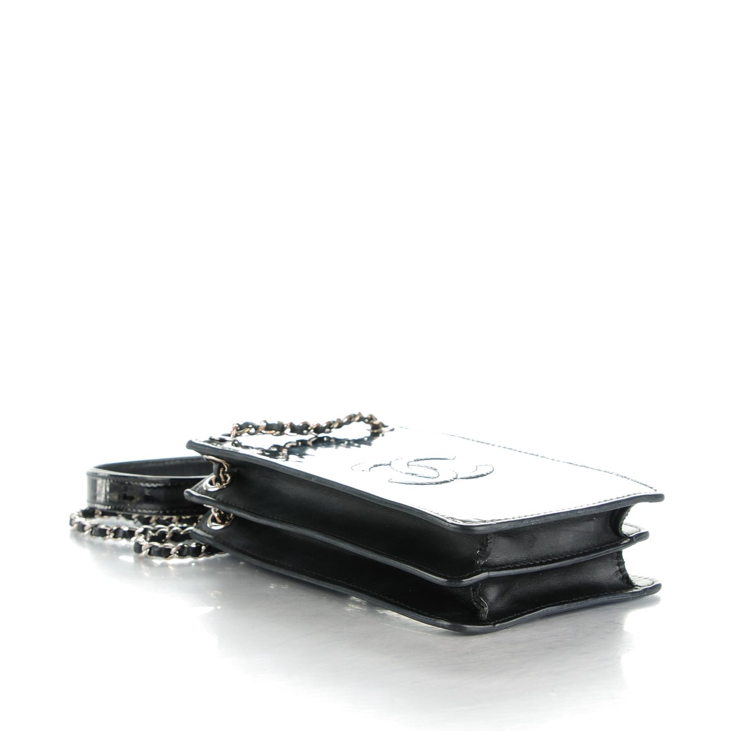 Patent CC Phone Holder Crossbody Black
