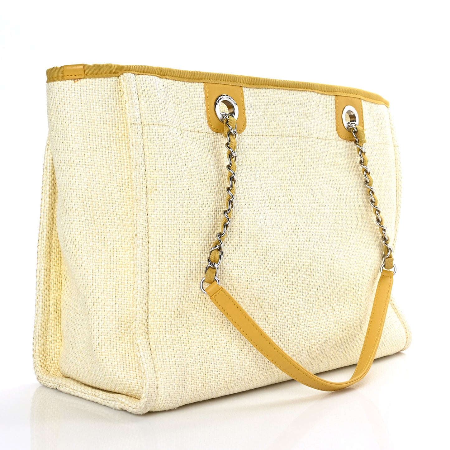 Woven Straw Raffia Small Deauville Tote Yellow
