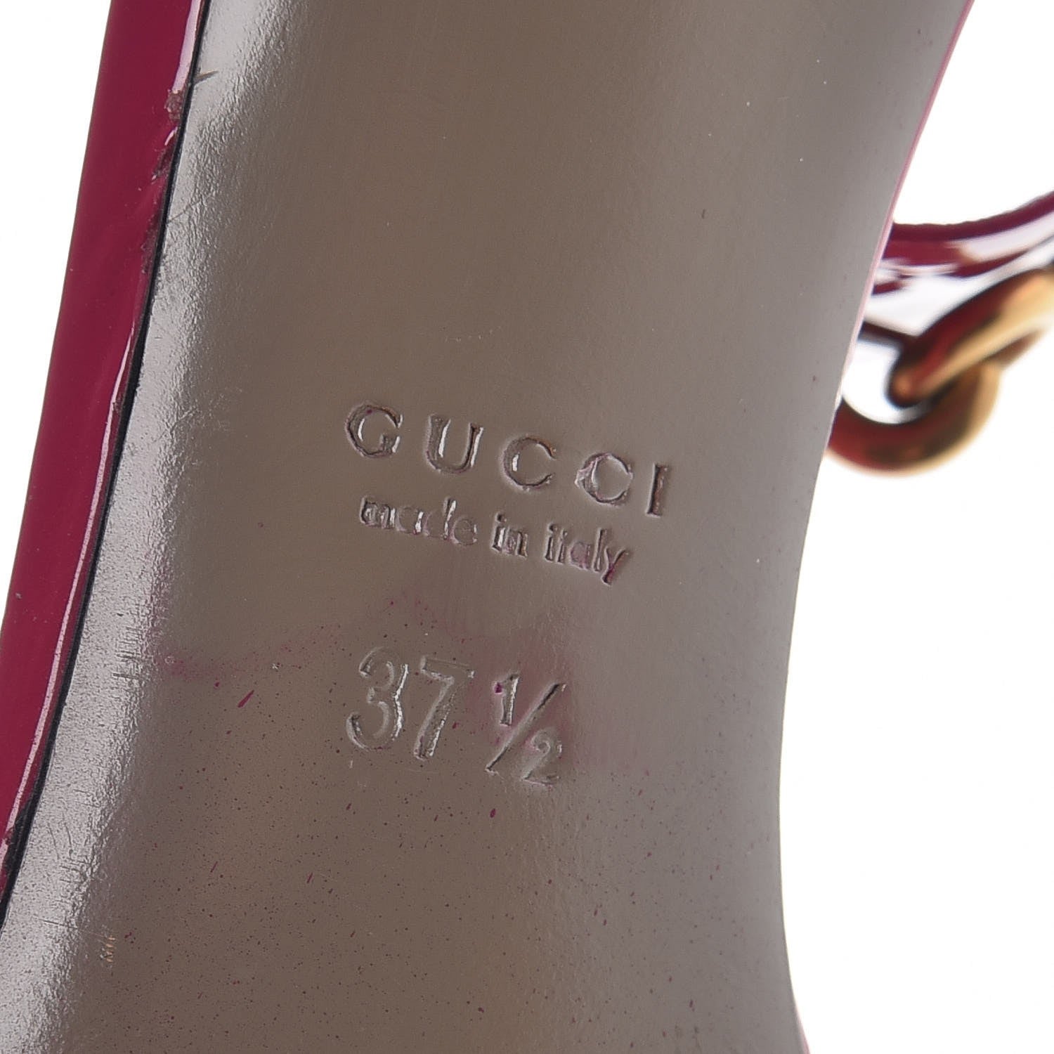 Gucci Patent Bright Bit Ankle Sandals 37.5 Shocking Pink 9 of 10