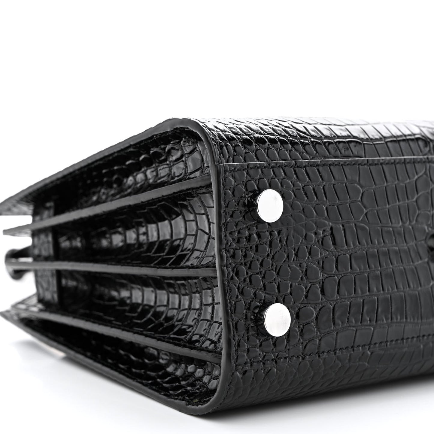 Calfskin Crocodile Embossed Nano Sac De Jour Black